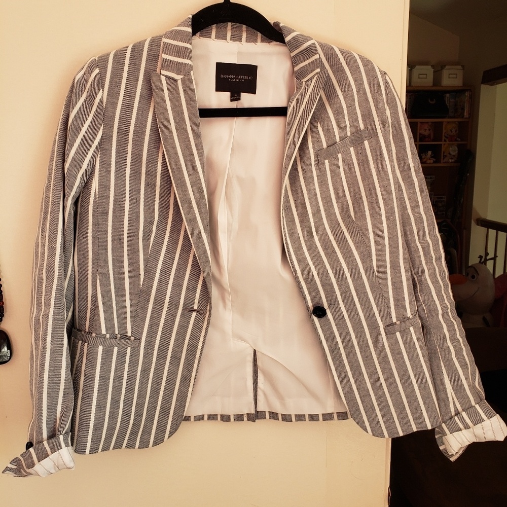 Banana Republic Size 4 Striped Blazer